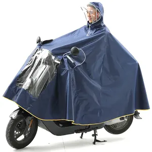 Rainfreem Knitted Oxford Poncho Unisex Single Person Rainwear Motorcycle Waterproof Rain Jacket for Adults Navy Blue Style