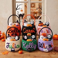 Keranjang Penyimpanan Rajut Tangan dari Tali Kapas Lucu Bergambar Kartun Personal Etsy, Kapasitas Besar untuk Permen dan Barang-Barang Lainnya, Tema Halloween