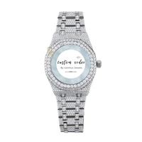 Montre de luxe Hip Hop entièrement sertie de moissanite D VVS, mécanique, en acier inoxydable, avec aiguilles en verre, cadran arabe, bicolore or, pour homme, 20 mm