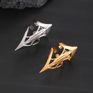 Anillo de Hip Hop Plateado con Corte en Forma de C de Doble Capa, Anillo Abierto Ajustable en Oro con Punta para Hombres y Mujeres, Conjunto de Joyería para Fiesta o Graduación - Product Image 4