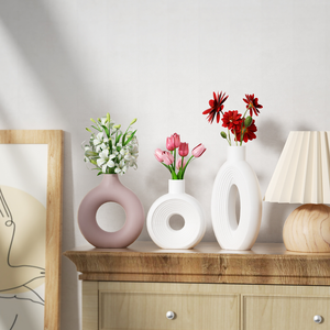 ज्यामितीय खोखले-आउट वैस सिलिकॉन मोल्ड रचनात्मक राल फूल vases diy मोल्ड, स्ट्रिप्ड इन-शैली सजावटी डोनट वेस - Product Image 3