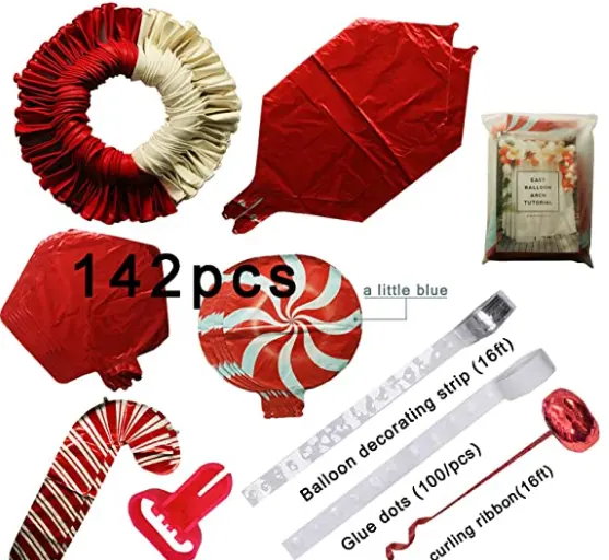 Christmas Balloon Garland Arch with Red White Candy Balloons Gift C3307