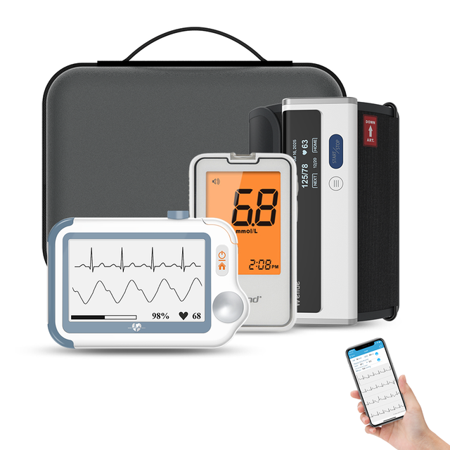 Checkme Suit Portable Patient Monitor Ecg Electrode Aneroid Sphygmomanometer Vital Signs Monitor