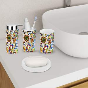 Juego de accesorios de baño, 6 piezas, objetos decorativos tradicionales mexicanos, <span class=keywords><strong>Talavera</strong></span> para encimera, decoración Bohemia, decoración del hogar en Stock - Product Image 3