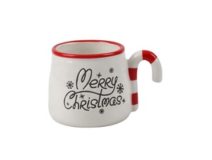 Tazza in Ceramica Natalizia con Coperchio a Forma di Panna Montata e Manico a Bastoncino di Zucchero, Tazza da Caffè Festiva per <span class=keywords><strong>Natale</strong></span> - Product Image 1