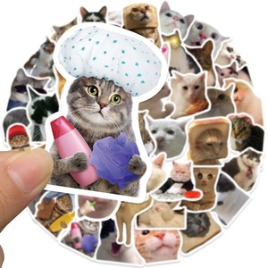 50PCS Funny Cat Meme Stickers Set Étanche, pour Scrapbooking, Bricolage Artisanat, Ordinateurs Portables, Étuis de Téléphone - Product Image 2
