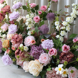 Wedding Floral <strong>Arrangements</strong> Long <strong>Table</strong> <strong>Arrangements</strong> Artificial Roses Silk <strong>Flowers</strong> Aisle Decorations Display Window <strong>Arrangements</strong> - Product Image 4