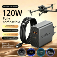 Chargeur pour ordinateur portable 120W standard UE GaN entièrement compatible avec Huawei, DJI Air3s, Mini4pro, Xiaomi, Black Shark, Samsung, MacBook Pro