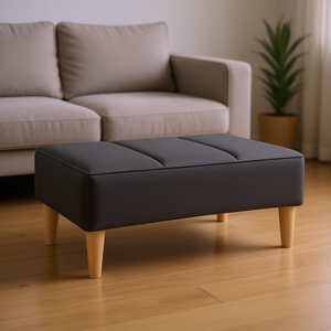 Dark Gray Footstool Ottoman Polyester Upholstery Tufted Modern Minimalist Living Room Furniture - Product Image 2