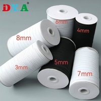 Sangle élastique de stock noir et blanc 6mm ruban tressé plat 1mm d'épaisseur pour sac à vêtements accessoires de chaussures