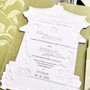 Invitation de mariage personnalisée en papier kraft et papier d'art gaufré écologique 600GSM, impression typographique - Product Image 3