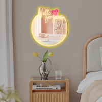 Décoration murale en néon LED personnalisée Neonawall avec plaque de fond miroir, revêtement double couche, garantie de 2 ans, intensité réglable, Hello Gorgeous