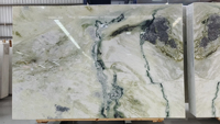 Marbre vert et blanc de jade de glace, dalles de marbre de peinture d'aménagement paysager, marbre vert assistant, pierre de marbre vert et blanc chinois