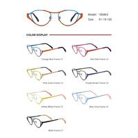 185863 Monture optique personnalisée œil de chat en titane coloré, montures de lunettes optiques tendance en titane pour femmes et hommes