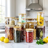 Pot en verre de qualité alimentaire au design classique, étanche à l'humidité, avec couvercle, pour le stockage du thé et des céréales dans la cuisine, pour la maison ou les cadeaux