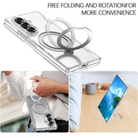 Funda Magnética Plegable con Sensación de Piel para Samsung Galaxy Z Fold 8 Ultra 7 6, 360° °   Funda de vidrio templado con soporte giratorio y cobertura total