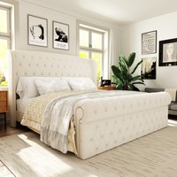 Modernes Luxuriöses Konvertierbares Queensize-Bettgestell mit Samtpolsterung und Metallrahmen Verstellbares Weiches Gepolstertes Kopfteil Platzsparend