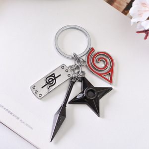 Nouveau R-Sale Porte-clés en alliage métallique trois pièces, style dessin animé Anime Rebel Ninja, avec motif Shuriken et protection frontale, impression numérique - Product Image 6