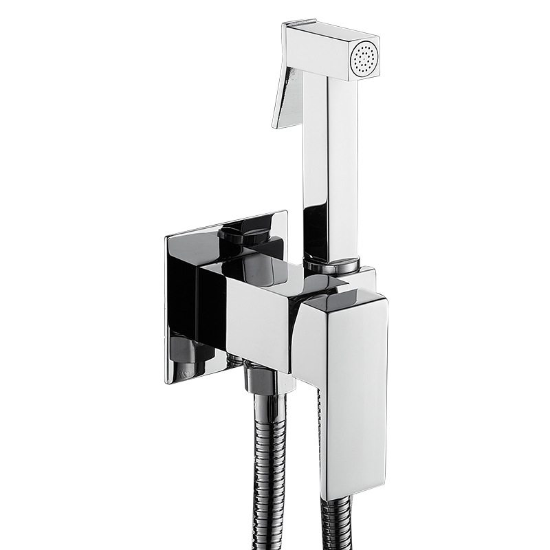 Bidet portatif carré, corps en laiton avec pulvérisateur en alliage chromé