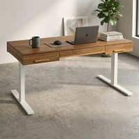 Bureau informatique ergonomique moderne assis-debout motorisé avec rangement et étagère pour écran, écologique pour chambre à coucher