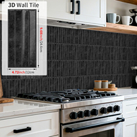 Autocollant de carrelage 3D noir mat Kit Kat 4,72x9,68 pouces, résistant à l'huile, à coller, résistant à la chaleur, en PET+PU, pour crédence de cuisine domestique