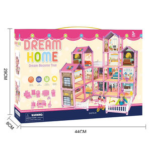 Enfants éclairer château blocs de construction Villa simulée meubles accessoires bricolage filles jouets Miniature maison de poupée ensemble de jeu - Product Image 5