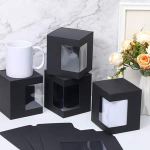 Custom Coffee Mug Gift Cardboard Boxes and Packaging Black Gift Box clear Window <strong>Christmas</strong> Gift Boxes for Mug - Product Image 2