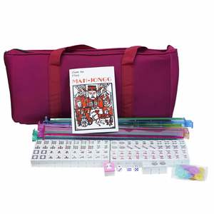 Jeu de Mahjong américain complet de 166 tuiles en mélamine de 30 mm, conforme aux normes américaines, avec sac en tissu, jeu portable pour les soirées de jeu en famille - Product Image 1