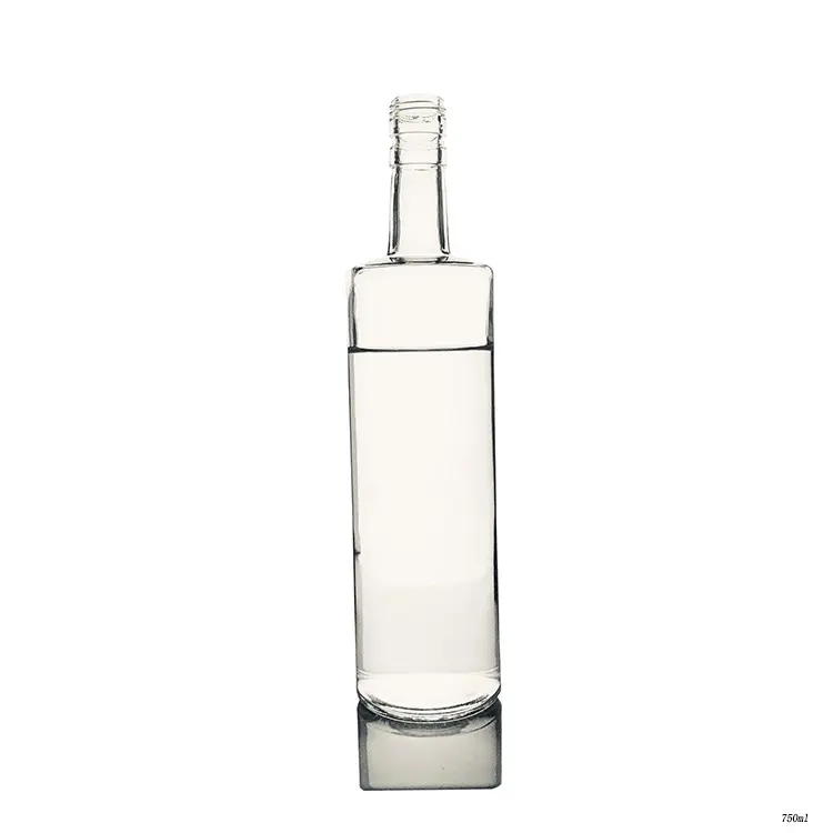 Wholesale Custom Round Empty Flint Glass 750ml Vodka Spirit Glass Bottle for Liquor with Cork