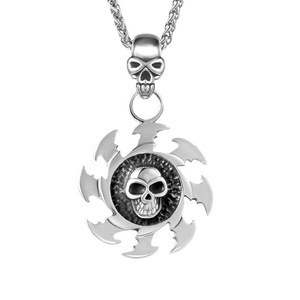 จี้รูปวงล้อเปลวไฟหัวกะโหลกสแตนเลส สร้อยคอของขวัญ SP481 - Product Image 5