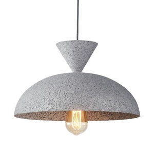 Lustre suspendu LED gris ciment de style Wabi-Sabi, industriel, avec hauteur réglable et fonction de gradation pour salon - Product Image 5