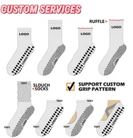Chaussettes de Pilates personnalisées avec logo OEM, vente en gros, chaussettes de yoga athlétiques blanches à logo de marque, chaussettes de Pilates en coton antidérapantes