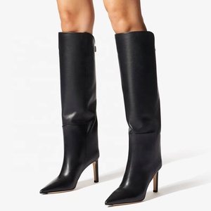 Solid Suede Women's Stylish Long <b>Boots</b> High Heels Pointed Toe Fashion Knee High Booties Straight Upper on Shoes - Product Image 3