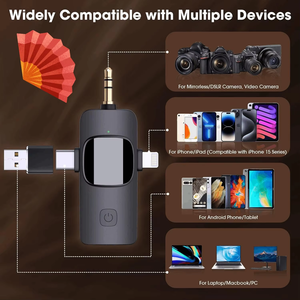 ワイヤレスラペルマイクK15 3 in 1ワイヤレスLavalierマイクリビングビデオTiktok - Product Image 2