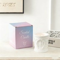 Boîte cadeau colorée en gypse, tasse ronde en relief, style européen, 120 g, bougies parfumées à la cire de soja, décoration de la maison, Noël