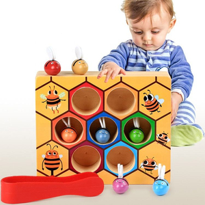 <span class=keywords><strong>Jeu</strong></span> éducatif en bois pour trier les couleurs avec pinces, pour développer la motricité fine des tout-petits de 2 à 4 ans, unisexe - Product Image 1