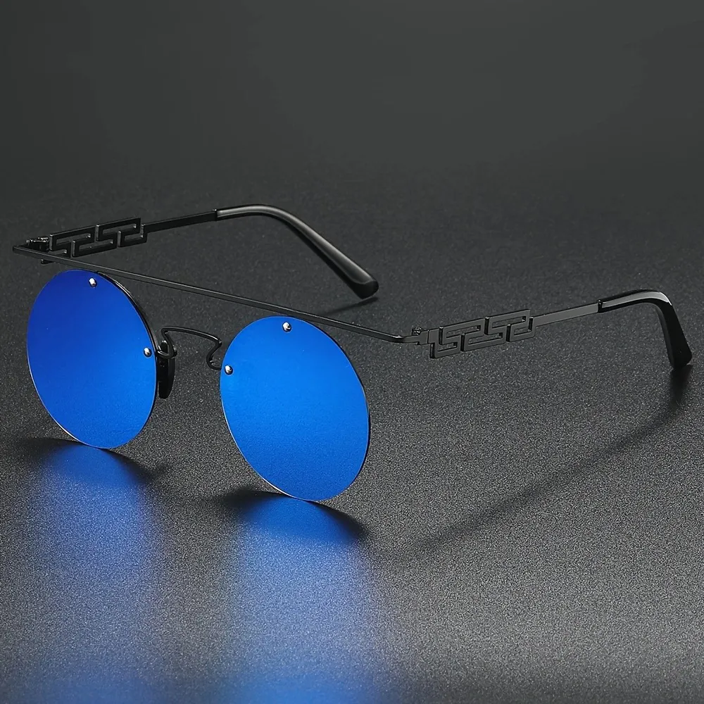 XUEDIAO 2024 Neues Design polarisierte kreisförmige Sonnenbrille für Herren rahmenloser Punk-Stil Hip Hop UV400 Sonnenbrille Damen XY513