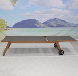 Tumbona de <span class=keywords><strong>Aluminio</strong></span> <span class=keywords><strong>con</strong></span> <span class=keywords><strong>Ruedas</strong></span> y Malla de Tela para Exteriores, de Alta Calidad, para Piscinas de Hoteles - Product Image 5