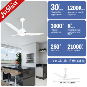 พัดลมเพดาน 1stshine รุ่น Rustic OEM พลาสติก ความเร็วสูง มอเตอร์ทองแดง DC ขนาด 64 นิ้ว พร้อมไฟ LED 3 สี - Product Image 1