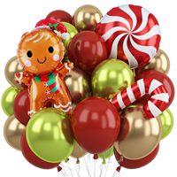 Frohe Weihnachten Latex-Ballon-Set Rosa Rot Hellgrün Zuckerstangen-Stern-Folienballons Babyparty Geschlechtsoffenbarung Neujahrsparty-Deko Schleife