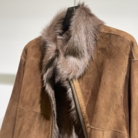 Blouson bomber court en cuir suédé véritable pour femme, avec col montant en fourrure et fermeture éclair, en peau de chèvre véritable, idéal pour l'hiver