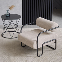 Nouveau best-seller Design minimaliste Fauteuil canapé simple en fer pour salon décontracté en velours teddy