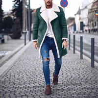 Manteau Long et chaud en daim Composite pour hommes, polaire unie, pour loisirs, Trench, vêtements d'extérieur, Long, couleur