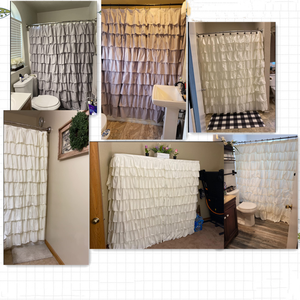 <span class=keywords><strong>Rideau</strong></span> <span class=keywords><strong>de</strong></span> <span class=keywords><strong>douche</strong></span> texturé en ivoire à volants, Style ferme Chic - Product Image 5