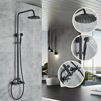 Ensemble de pommeau de douche à jet de pluie mural rétro dissimulé en laiton antique européen en céramique antique pour robinets de bain-douche pour