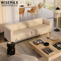 WISEMAX MÖBEL Hochwertiges Sofa-Set im Creme-Stil Möbel aus Massivholz Stoff Elastischer Schwamm Polsterung Modulares Relaxsofa