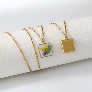 CAIOOCHE vero fiore geometrico stile minimalista catena a clavicola in acciaio inox ciondolo <span class=keywords><strong>per</strong></span> <span class=keywords><strong>sempre</strong></span> fiore collana di fiori colorati - Product Image 4