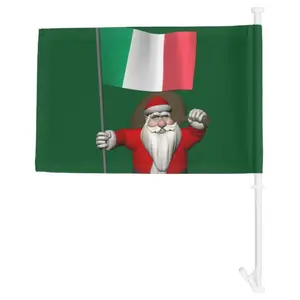 12X18 Inci Bendera Mobil Kosong, Santa Claus dengan Il Tricolore Italia Jendela Mobil Dua Sisi untuk Mobil