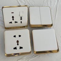 Nuevo Interruptor de Pared Eléctrico de Lujo Moderno 2026 con Panel de 86 PC, Regulador de Intensidad, Ventilador, 16A 250V, Enchufe Universal UK, USB-C, Superficie Suave Blanco Dorado