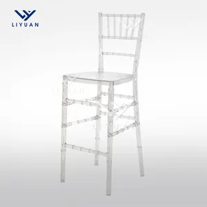 LIYUAN Hotel Removable Transparent Plastic Acrylic Tiffany Mini Chair White High Bar Chair With Back For Event Party